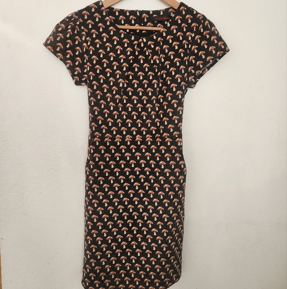 SM‎ Wardrobe Brown Mushroom Patterned Midi Dress